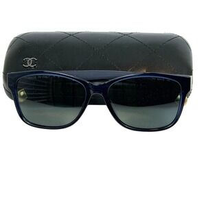 Chanel 3324 Navy Blue Quilted Eyeglasses just Frames Made in Italy 140 with Case